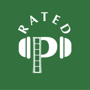 Logo for film podcast, "This Podcast is Rated P."